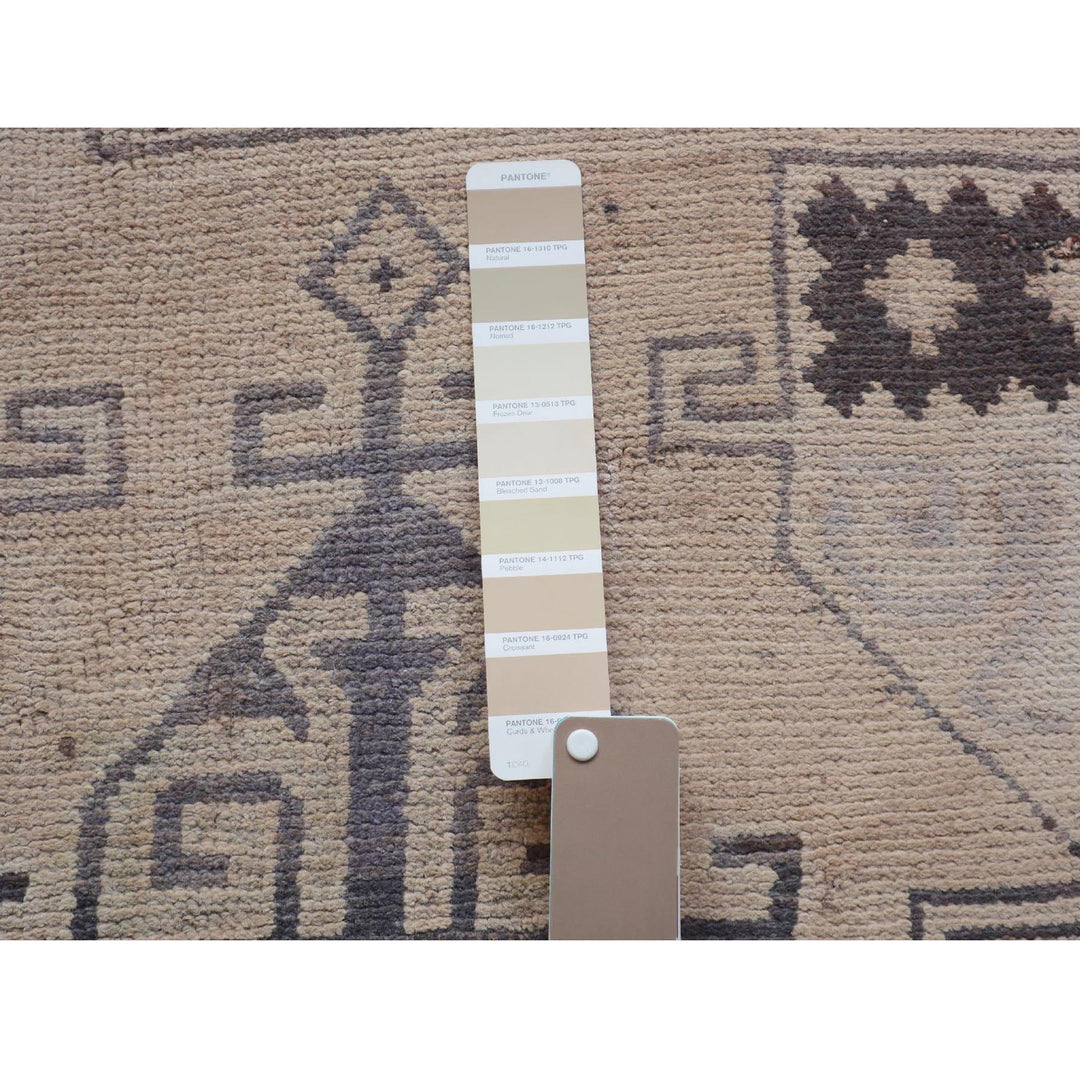 4'9" x 9'0" New Hand Knotted Grey Worn Wool Rectangle Oriental Rug - MOA10257279