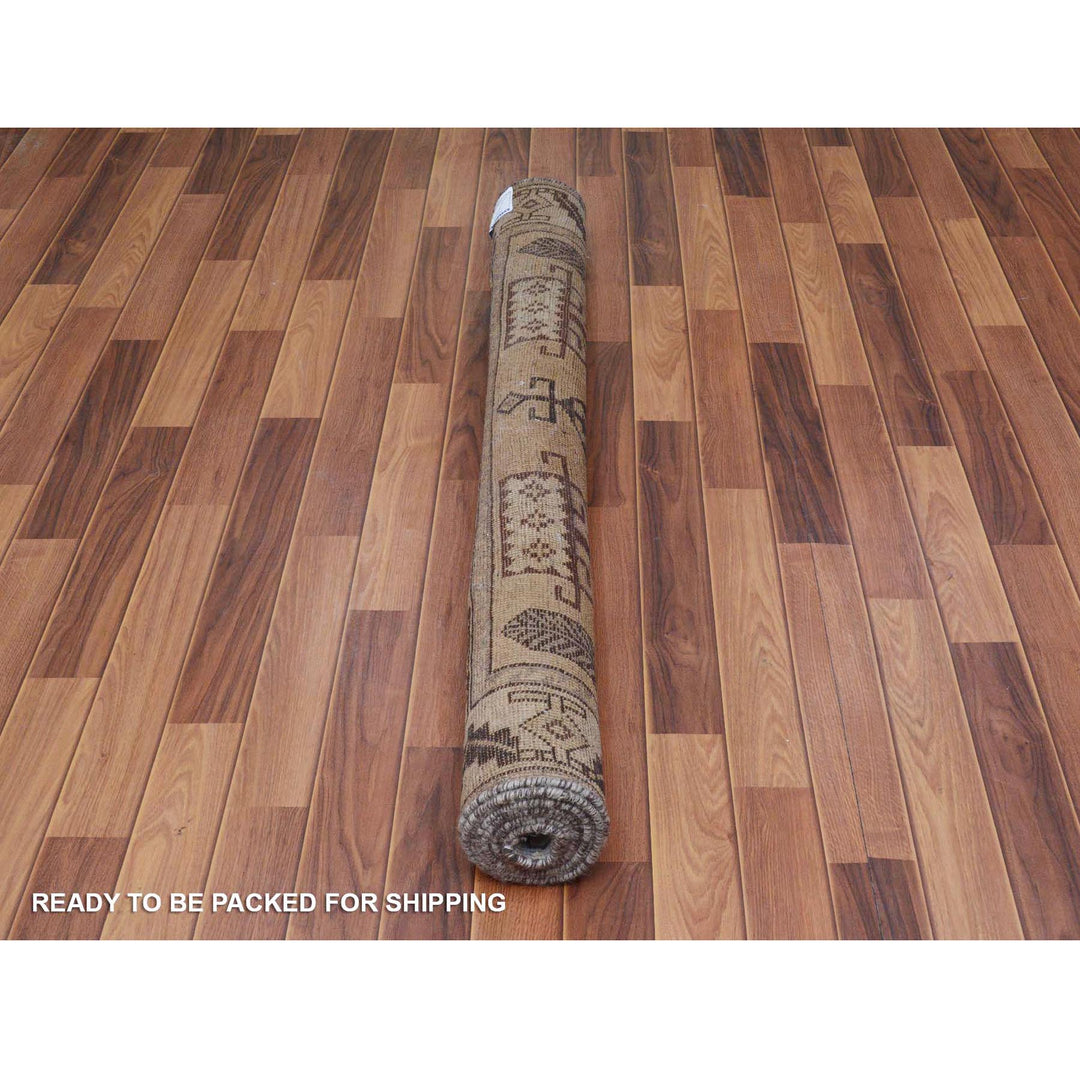 4'9" x 9'0" New Hand Knotted Grey Worn Wool Rectangle Oriental Rug - MOA10257279