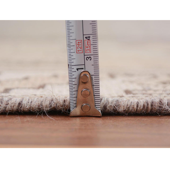 4'9" x 9'0" New Hand Knotted Grey Worn Wool Rectangle Oriental Rug - MOA10257279