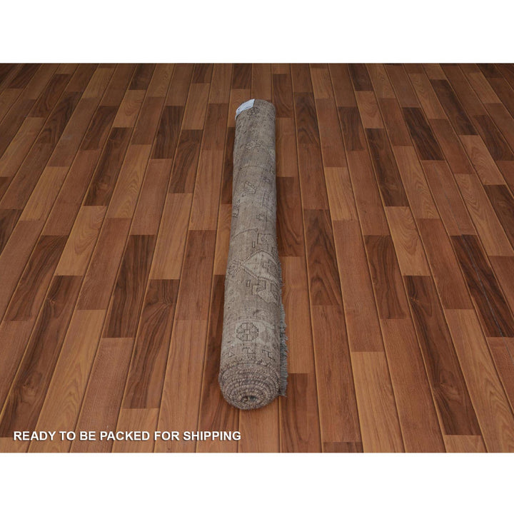 5'4" x 8'1" New Hand Knotted Beige Worn Wool Rectangle Oriental Rug - MOA10257281