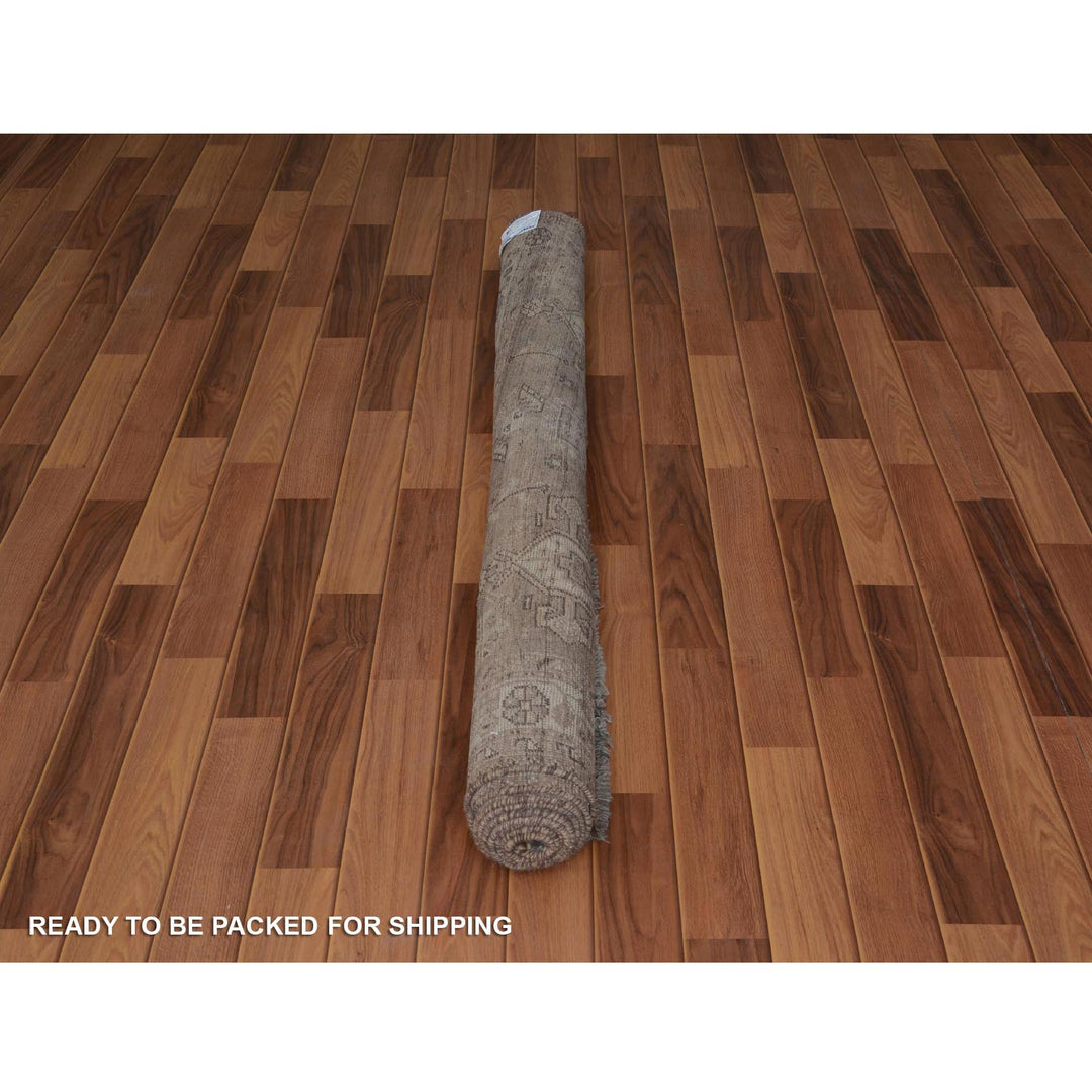 5'4" x 8'1" New Hand Knotted Beige Worn Wool Rectangle Oriental Rug - MOA10257281