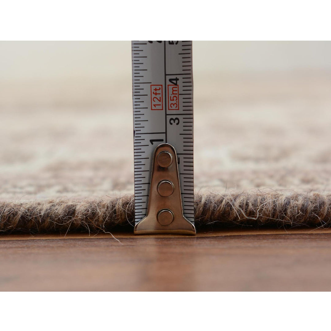 5'4" x 8'1" New Hand Knotted Beige Worn Wool Rectangle Oriental Rug - MOA10257281