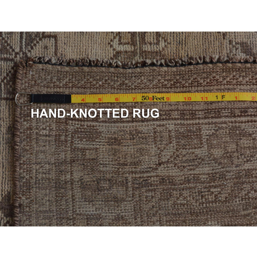 5'4" x 8'1" New Hand Knotted Beige Worn Wool Rectangle Oriental Rug - MOA10257281
