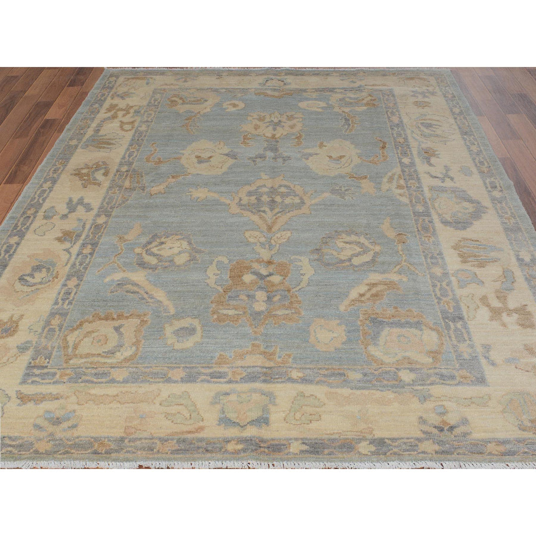 6'2" x 8'10" New Hand Knotted Grey Wool Rectangle Oriental Rug - MOA10257532