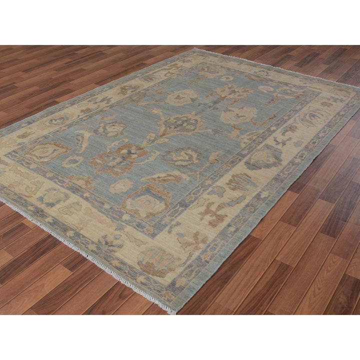 6'2" x 8'10" New Hand Knotted Grey Wool Rectangle Oriental Rug - MOA10257532