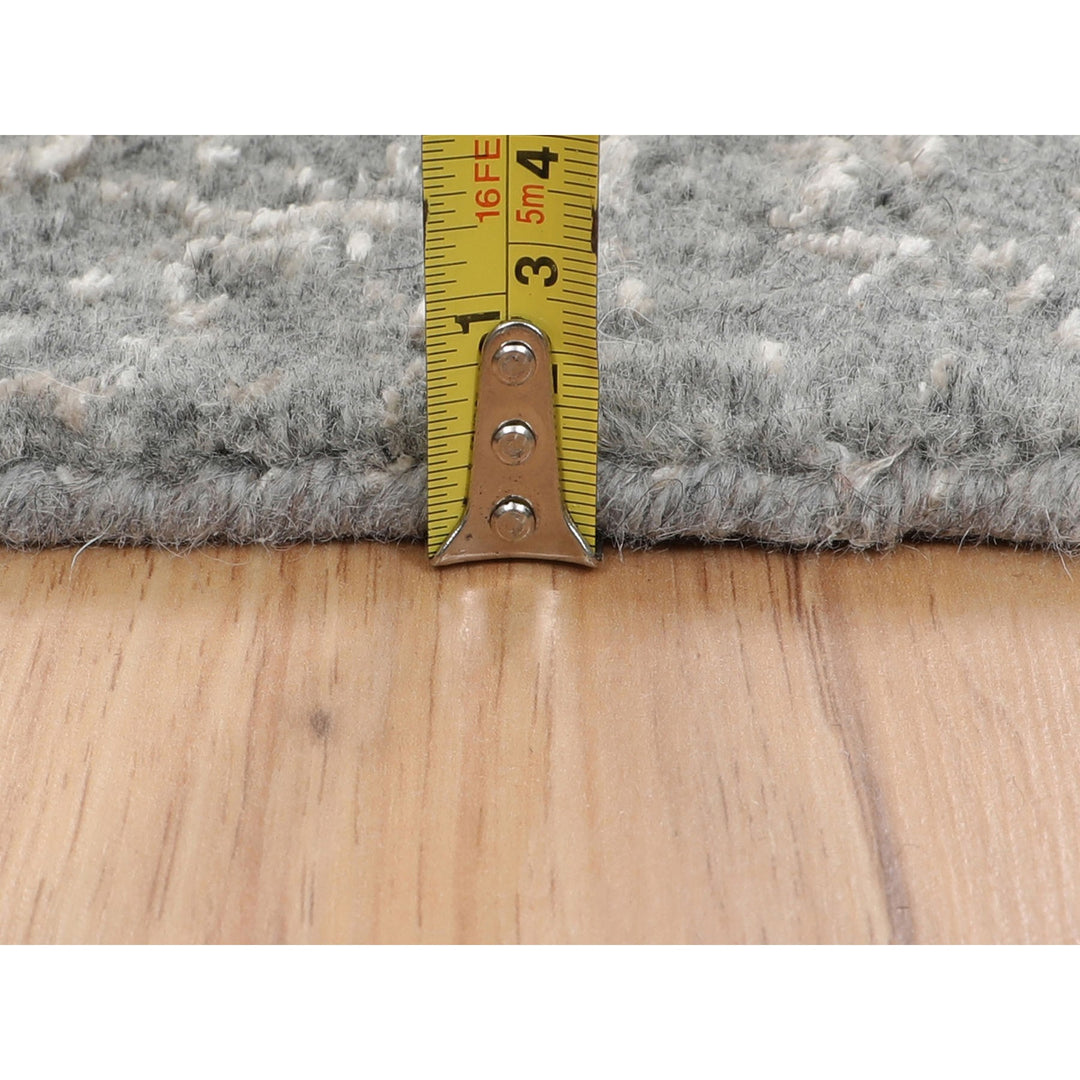 2'5" x 12'2" New Hand Loomed Grey Wool & Silk Runner Oriental Rug - MOA10258001