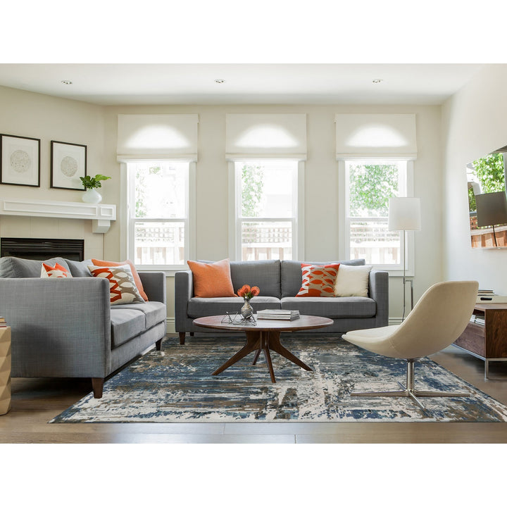 9'9" x 13'9" New Hand Knotted Blue Wool & Silk Rectangle Oriental Rug - MOA10258014