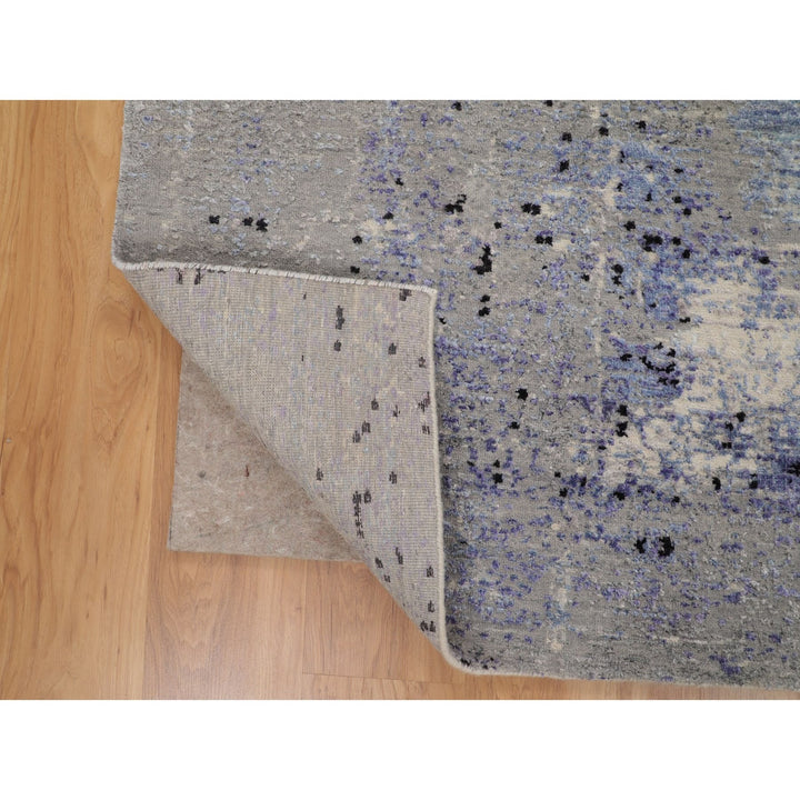 7'9" x 10'3" New Hand Knotted Grey Wool Rectangle Oriental Rug - MOA10258026