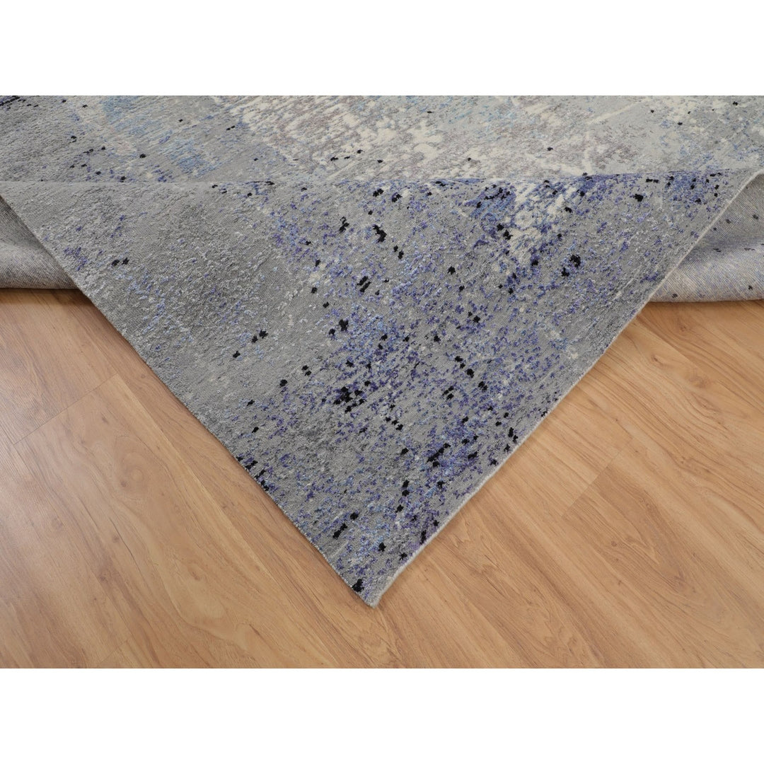 7'9" x 10'3" New Hand Knotted Grey Wool Rectangle Oriental Rug - MOA10258026