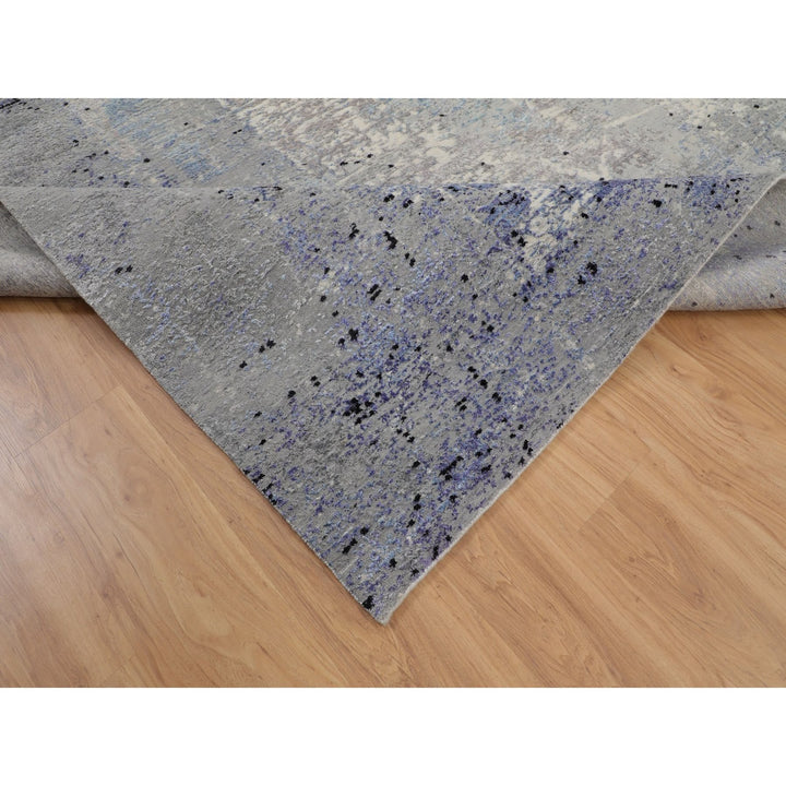 7'9" x 10'3" New Hand Knotted Grey Wool Rectangle Oriental Rug - MOA10258026