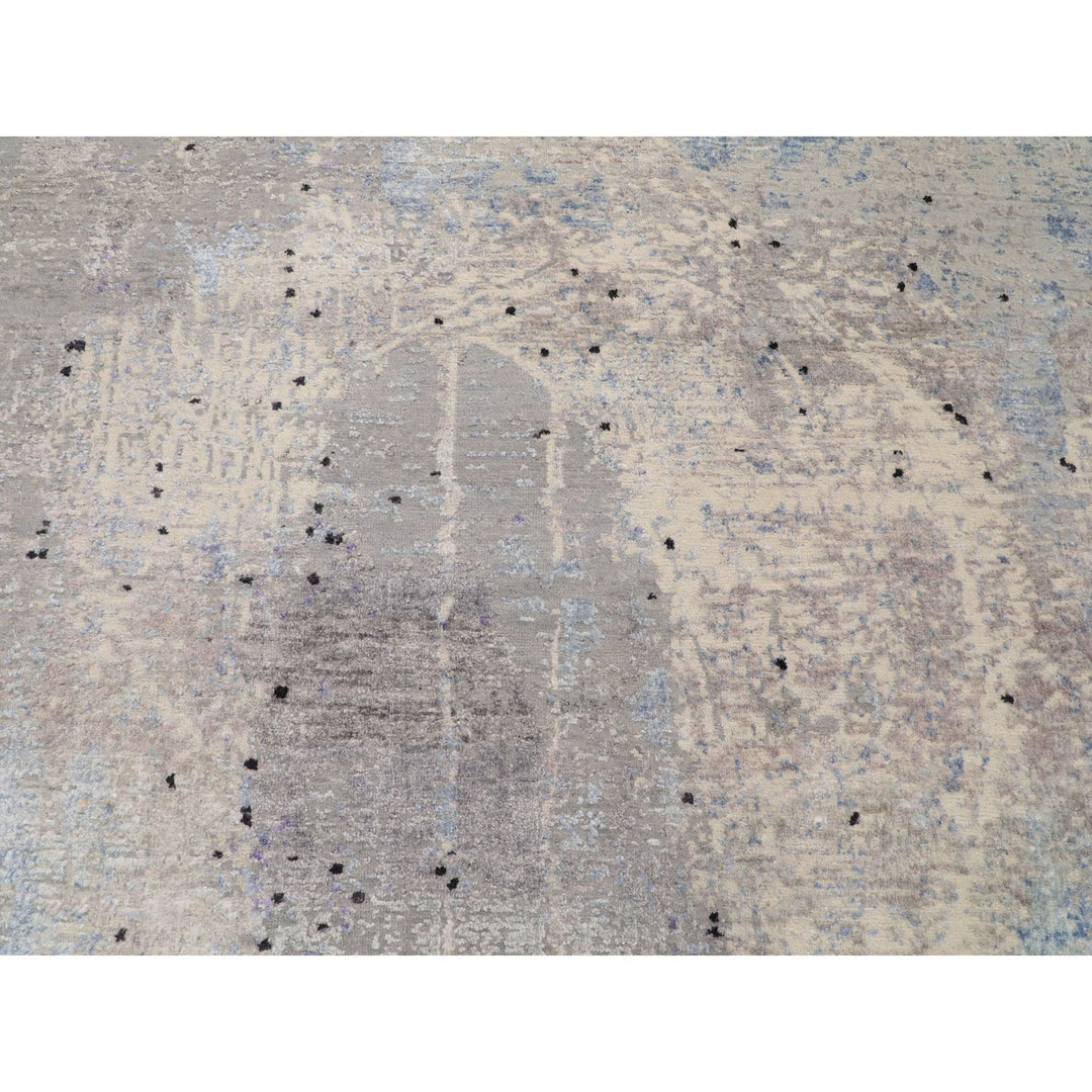 7'9" x 10'3" New Hand Knotted Grey Wool Rectangle Oriental Rug - MOA10258026