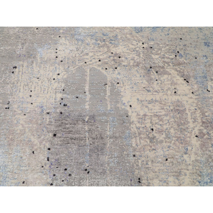 7'9" x 10'3" New Hand Knotted Grey Wool Rectangle Oriental Rug - MOA10258026