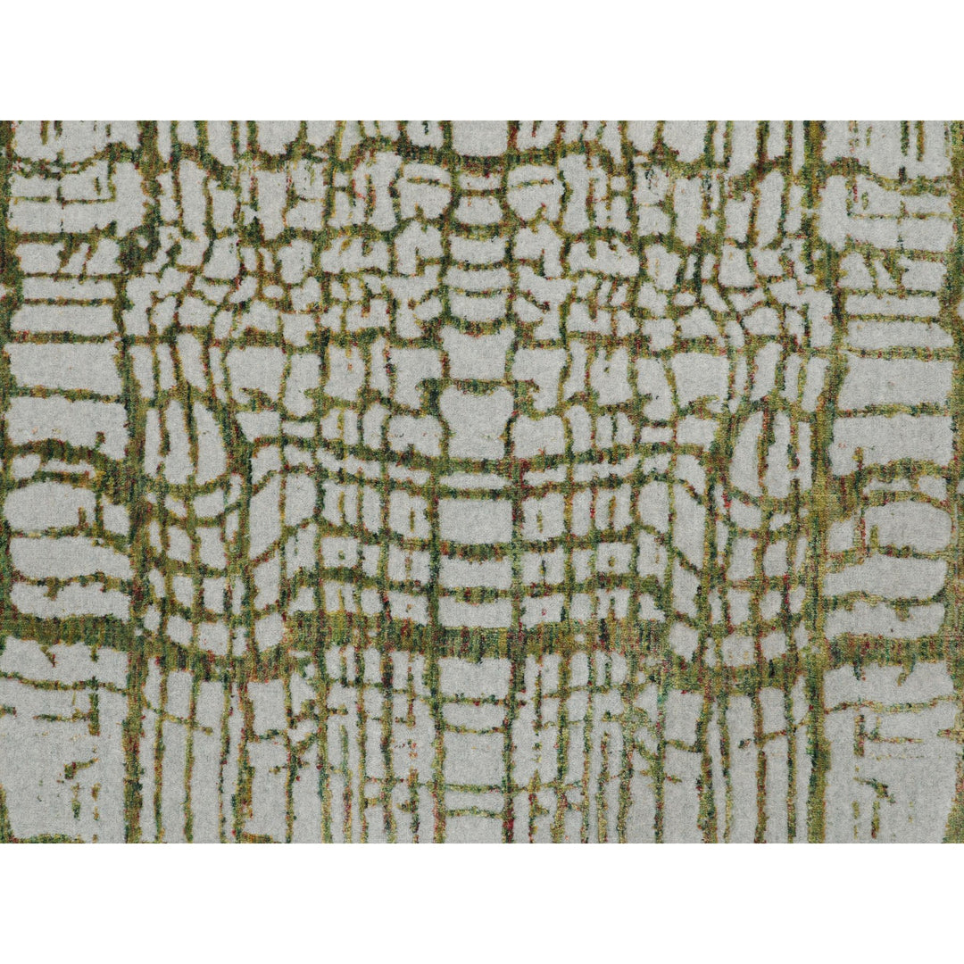 11'9" x 14'8" New Hand Loomed Grey Wool & Art Silk Rectangle Oriental Rug - MOA10258126