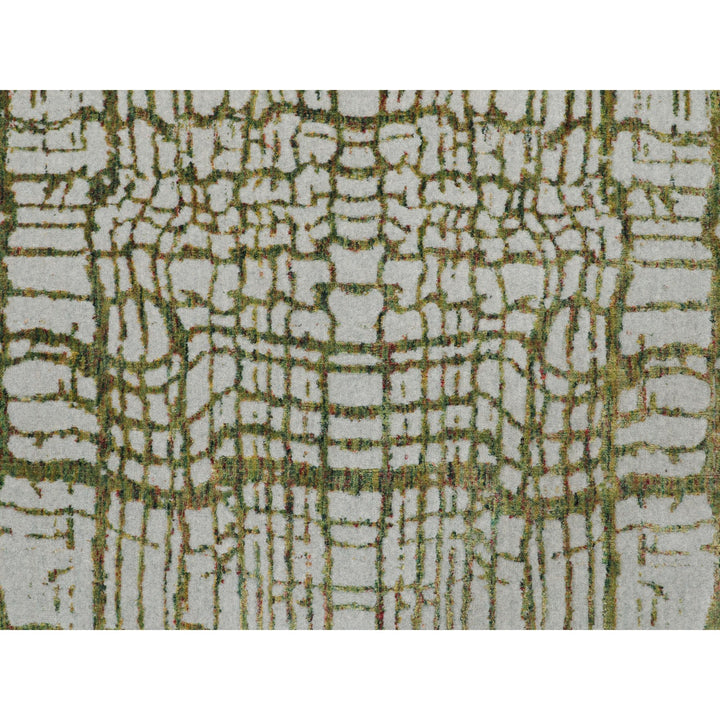 11'9" x 14'8" New Hand Loomed Grey Wool & Art Silk Rectangle Oriental Rug - MOA10258126