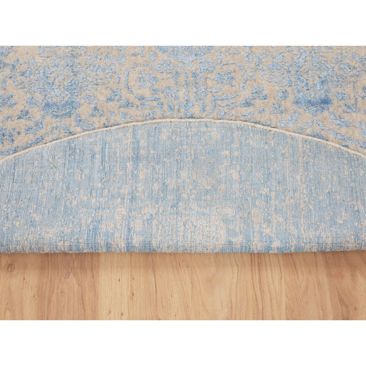 5'9" x 5'9" New Hand Loomed Blue Wool & Art Silk Round Oriental Rug - MOA10258129