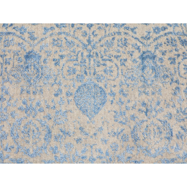 5'9" x 5'9" New Hand Loomed Blue Wool & Art Silk Round Oriental Rug - MOA10258129