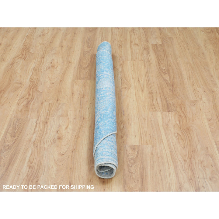 5'9" x 5'9" New Hand Loomed Blue Wool & Art Silk Round Oriental Rug - MOA10258129