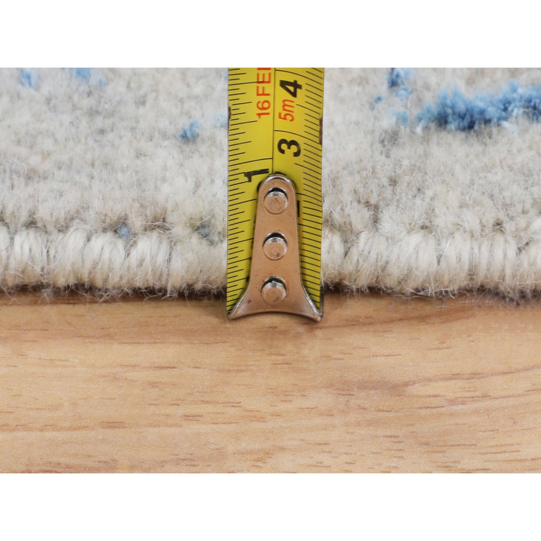 5'9" x 5'9" New Hand Loomed Blue Wool & Art Silk Round Oriental Rug - MOA10258129