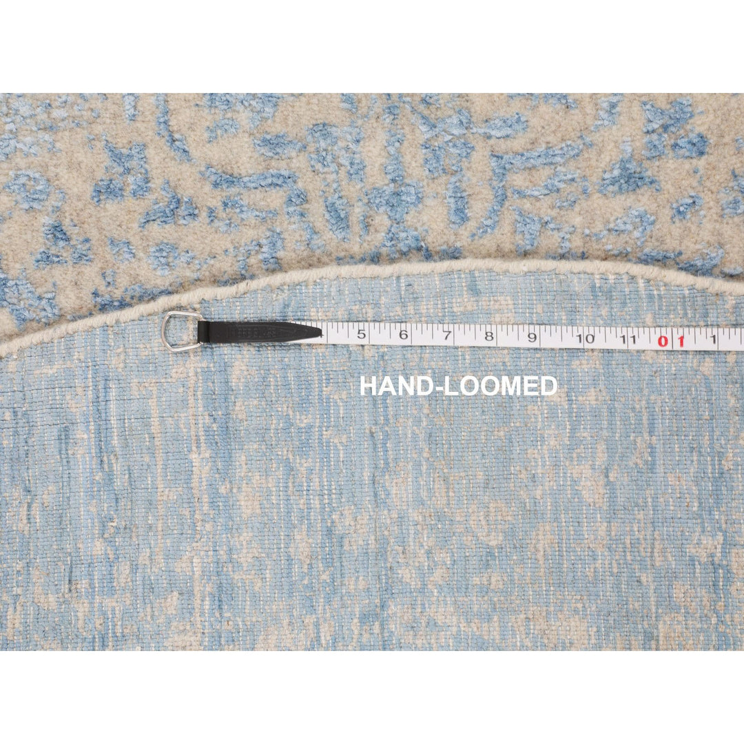 5'9" x 5'9" New Hand Loomed Blue Wool & Art Silk Round Oriental Rug - MOA10258129