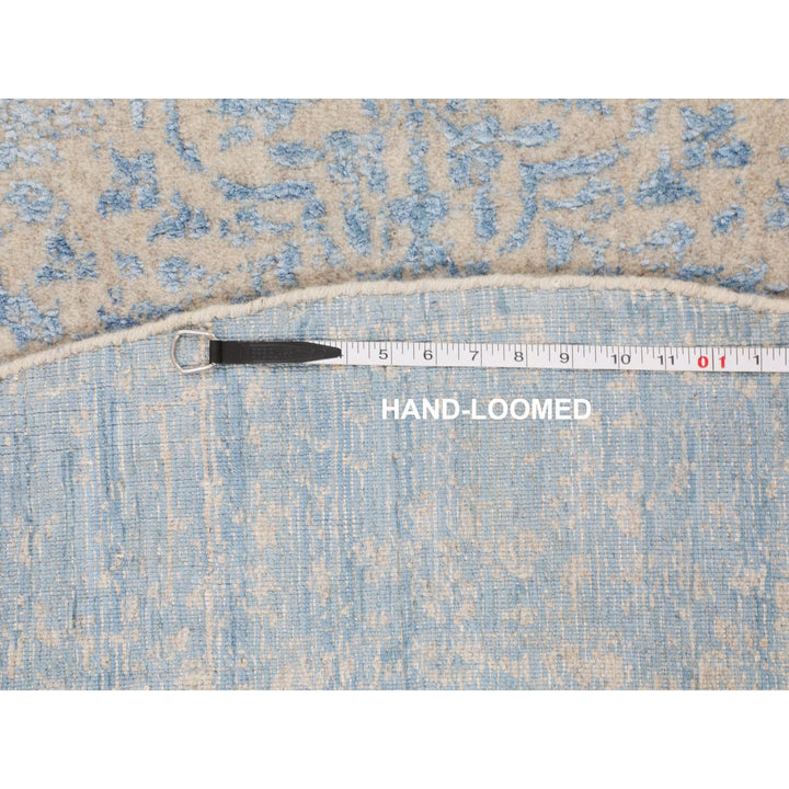 5'9" x 5'9" New Hand Loomed Blue Wool & Art Silk Round Oriental Rug - MOA10258129