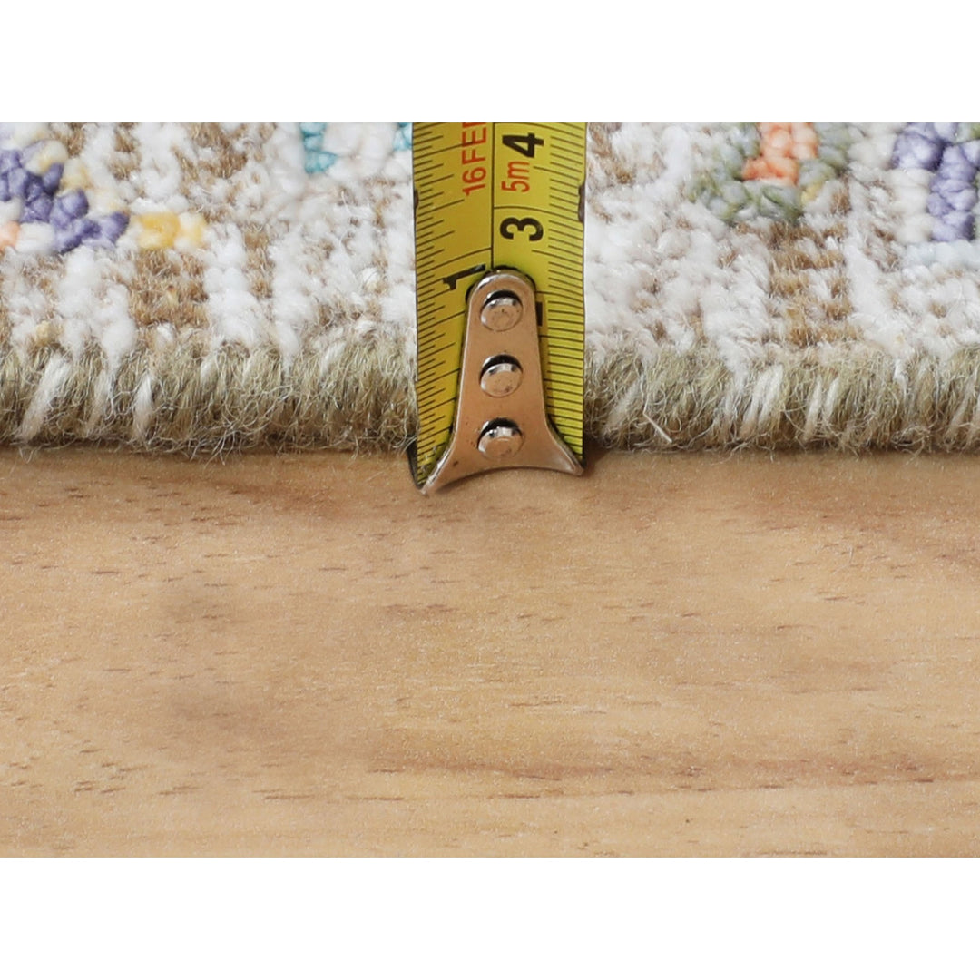 2'1" x 3'0" New Hand Knotted Beige Wool & Silk Rectangle Oriental Rug - MOA10258194