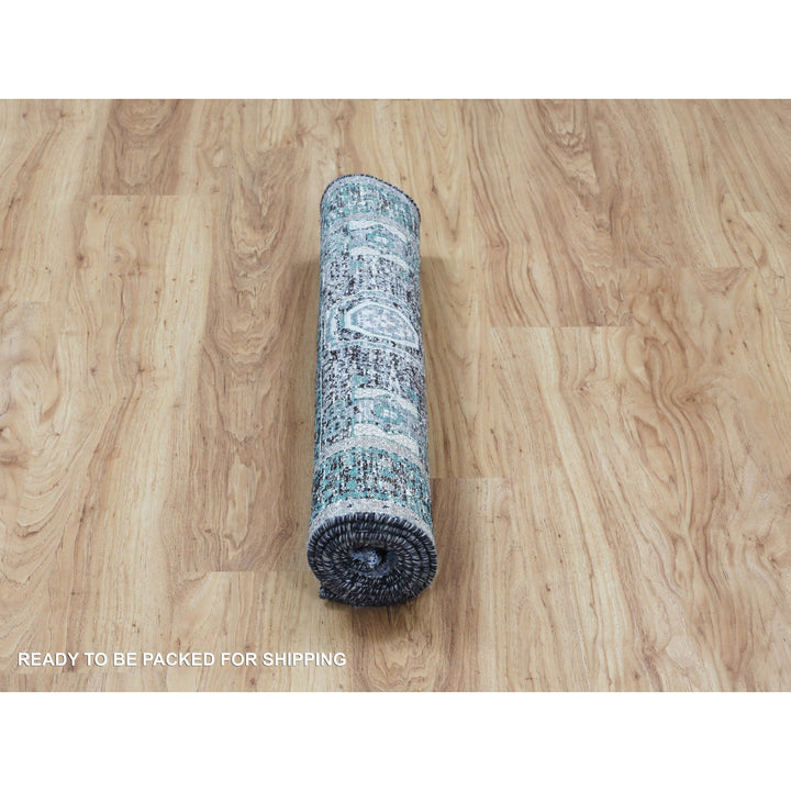 3'1" x 5'0" New Hand Knotted Brown Wool & Silk Rectangle Oriental Rug - MOA10258195