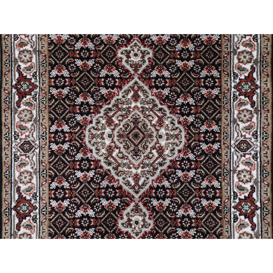 2'8" x 10'1" New Hand Knotted Black Wool Runner Oriental Rug - MOA10258298