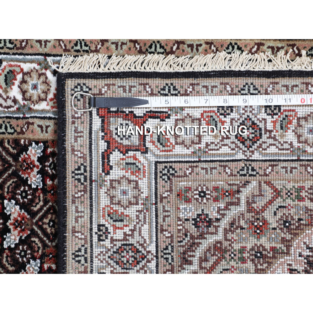 2'9" x 12'1" New Hand Knotted Black Wool Runner Oriental Rug - MOA10258302