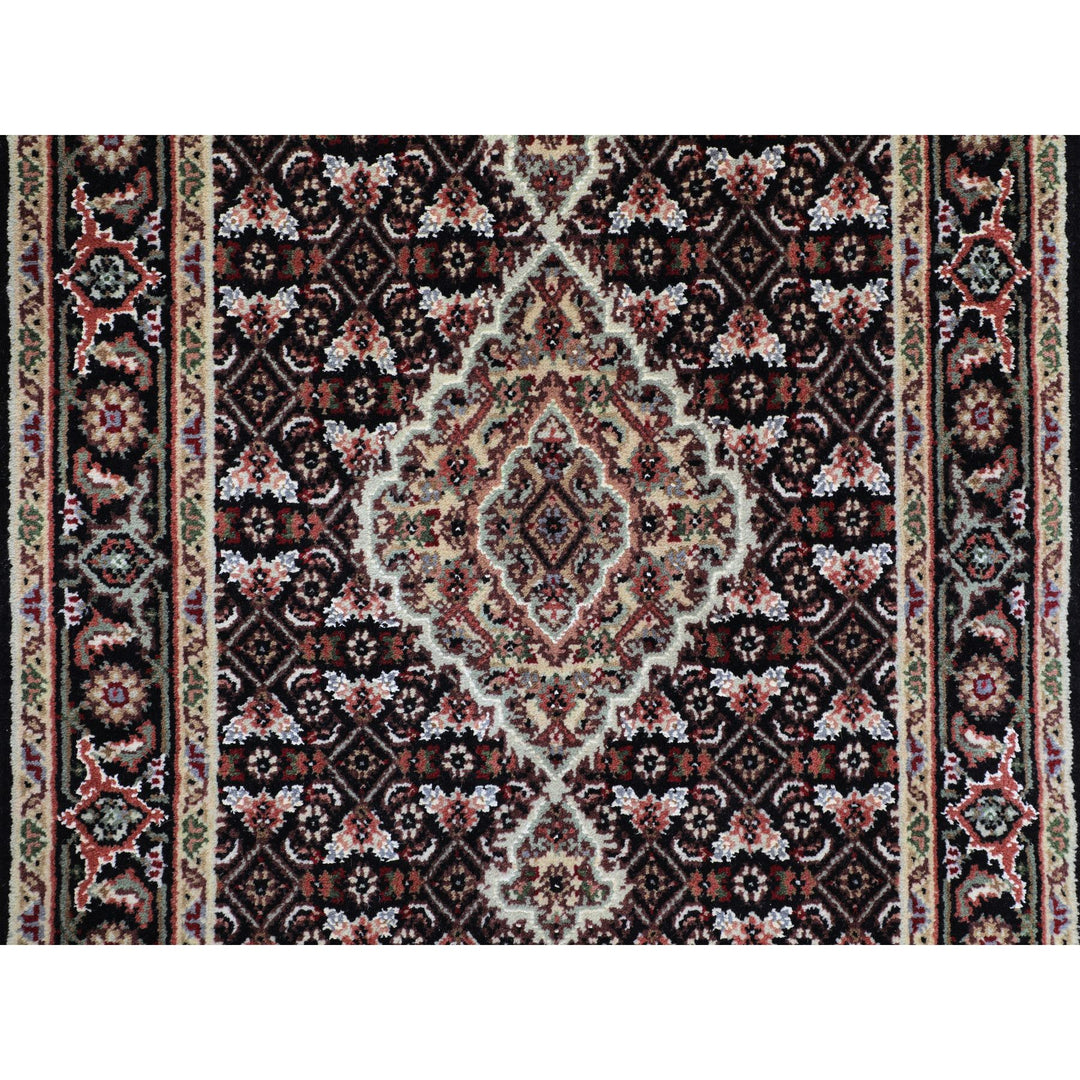 2'6" x 10'1" New Hand Knotted Black Wool Runner Oriental Rug - MOA10258309