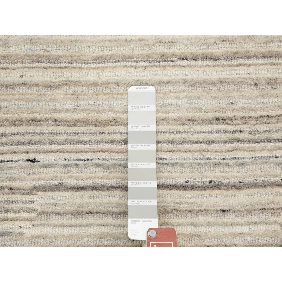 8'0" x 8'0" New Hand Loomed Beige Wool Round Oriental Rug - MOA10258350