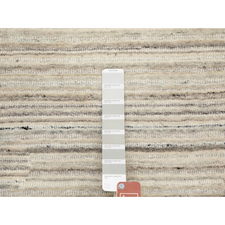 6'0" x 6'0" New Hand Loomed Beige Wool Round Oriental Rug - MOA10258353