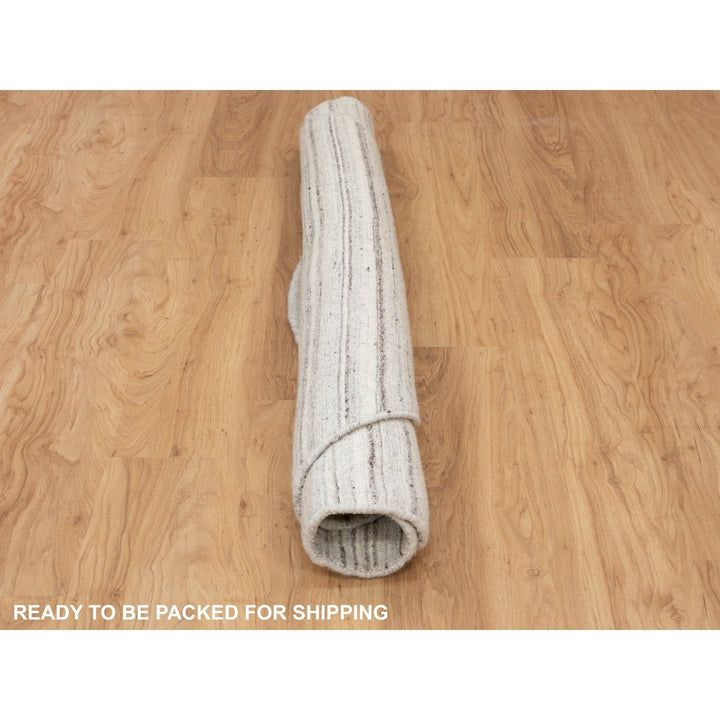 6'0" x 6'0" New Hand Loomed Beige Wool Round Oriental Rug - MOA10258353