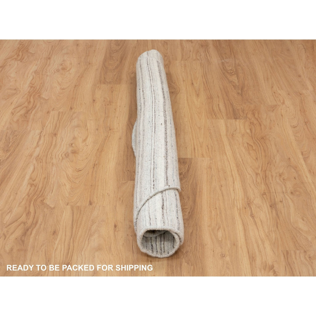 6'0" x 6'0" New Hand Loomed Beige Wool Round Oriental Rug - MOA10258354