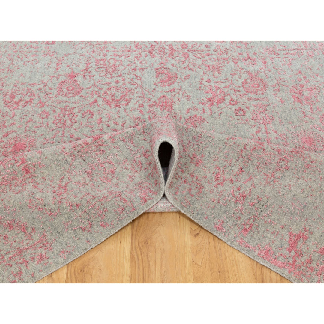 9'0" x 12'0" New Hand Loomed Pink Wool & Art Silk Rectangle Oriental Rug - MOA10258589