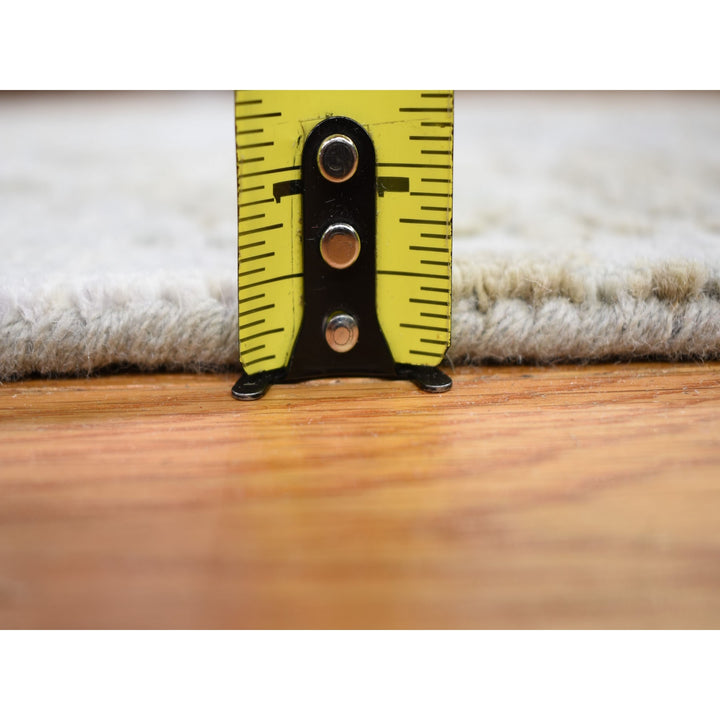 2'6" x 12'4" New Hand Knotted Grey Wool & Silk Runner Oriental Rug - MOA10259113