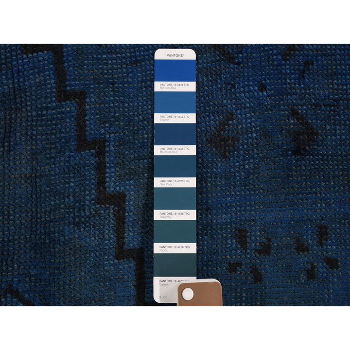 5'0" x 10'0" New Hand Knotted Blue Worn Wool Runner Oriental Rug - MOA10259185