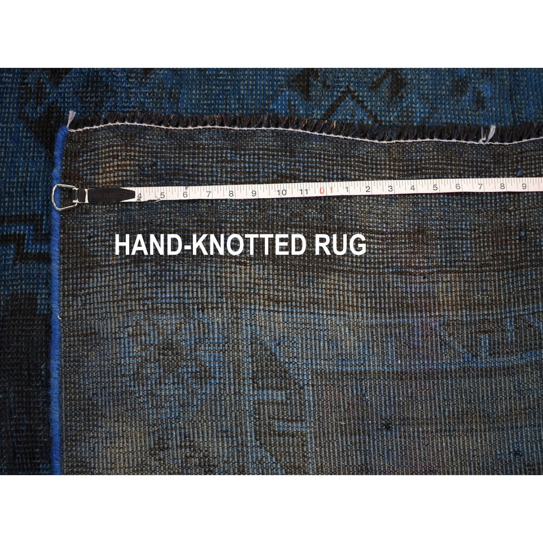 5'0" x 10'0" New Hand Knotted Blue Worn Wool Runner Oriental Rug - MOA10259185