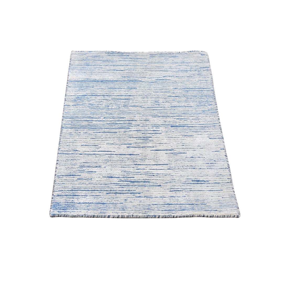 2'0" x 3'0" New Hand Knotted Blue Wool Rectangle Oriental Rug - MOA10259541