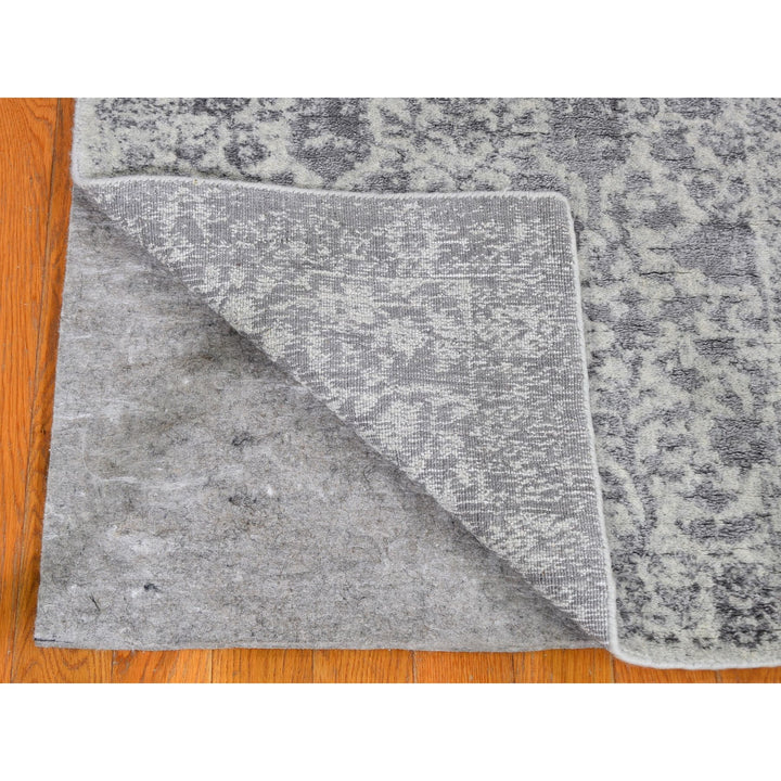 2'5" x 8'0" New Hand Loomed Grey Wool & Silk Rectangle Oriental Rug - MOA10259620