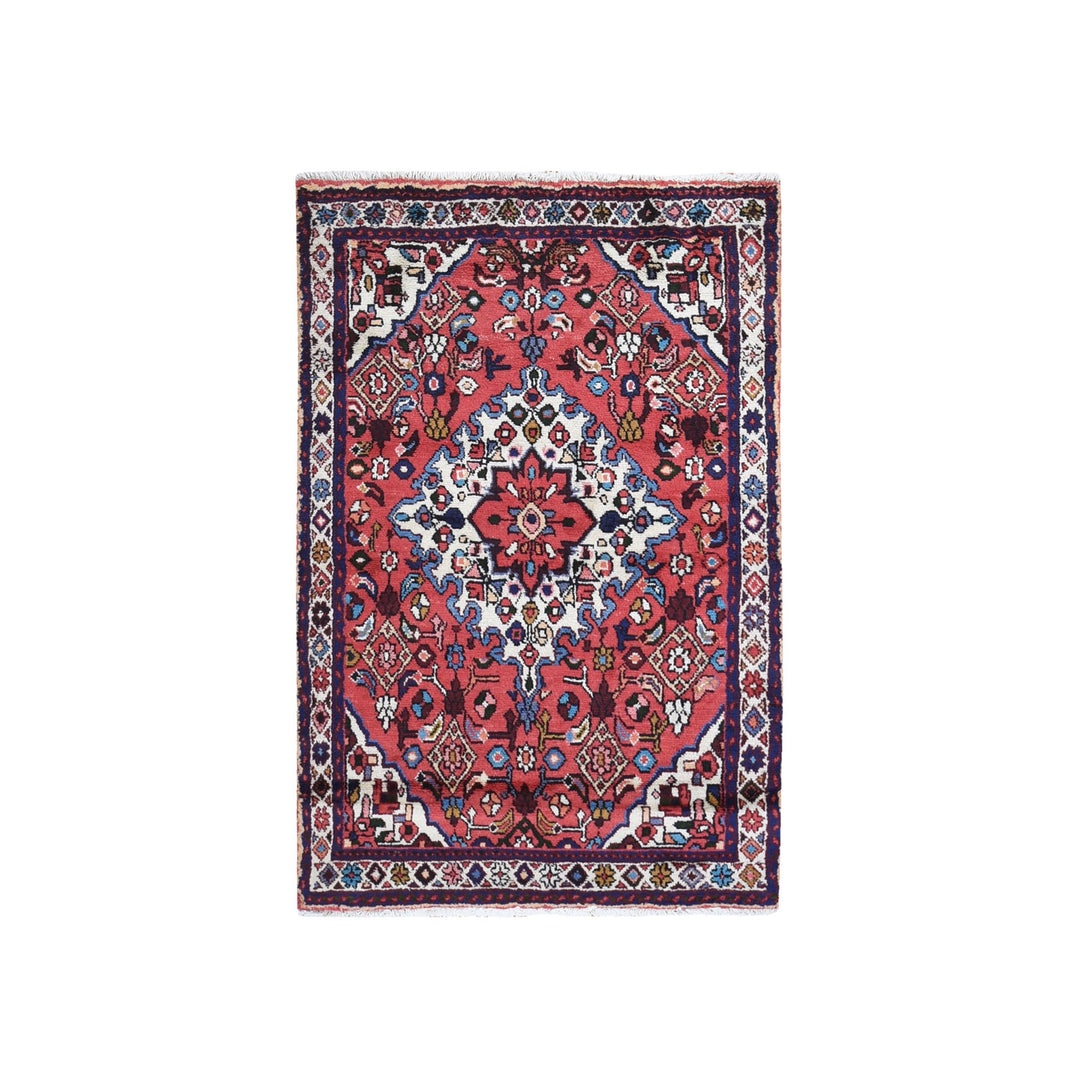 3'6" x 5'4" New Hand Knotted Red Wool Runner Oriental Rug - MOA10259828