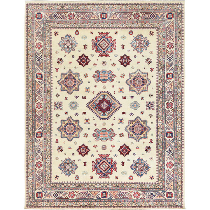 9'0" x 11'8" New Hand Knotted Ivory Wool Rectangle Oriental Rug - MOA10261537