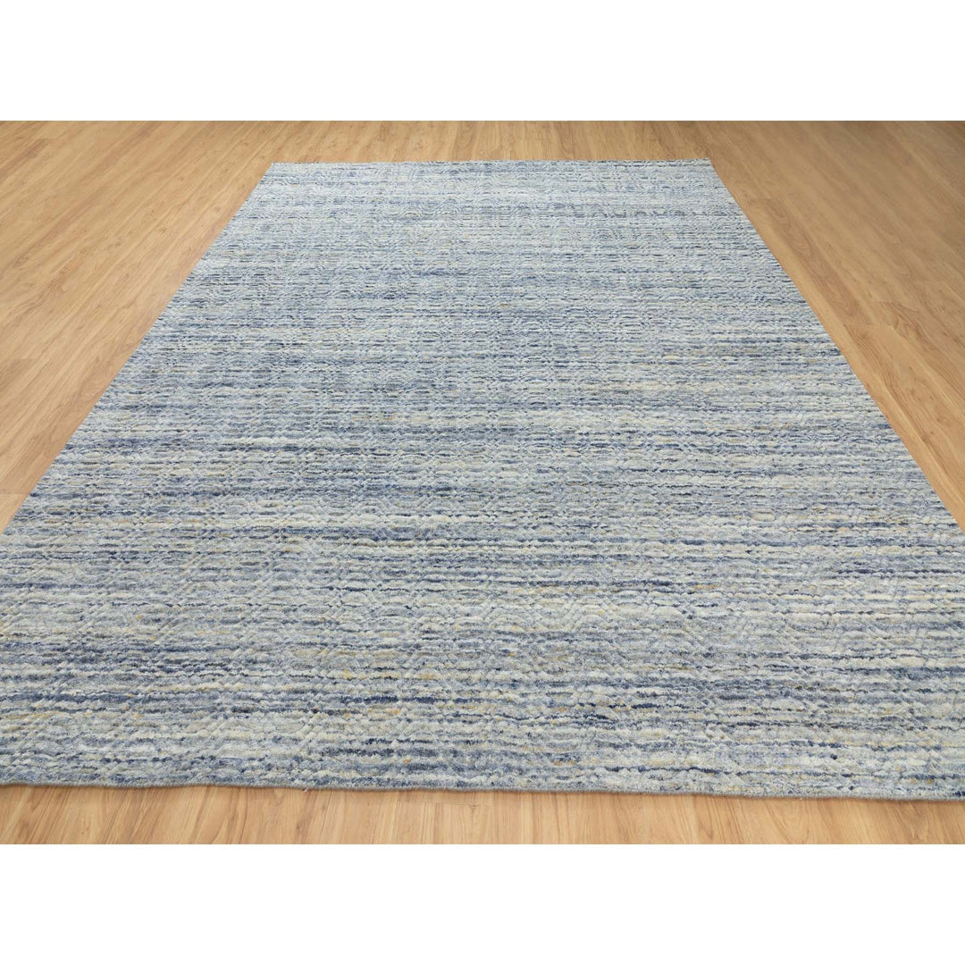 9'0" x 11'10" New Hand Loomed Ivory Wool Rectangle Oriental Rug - MOA10262063