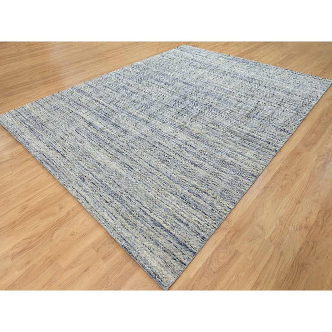 9'0" x 11'10" New Hand Loomed Ivory Wool Rectangle Oriental Rug - MOA10262063