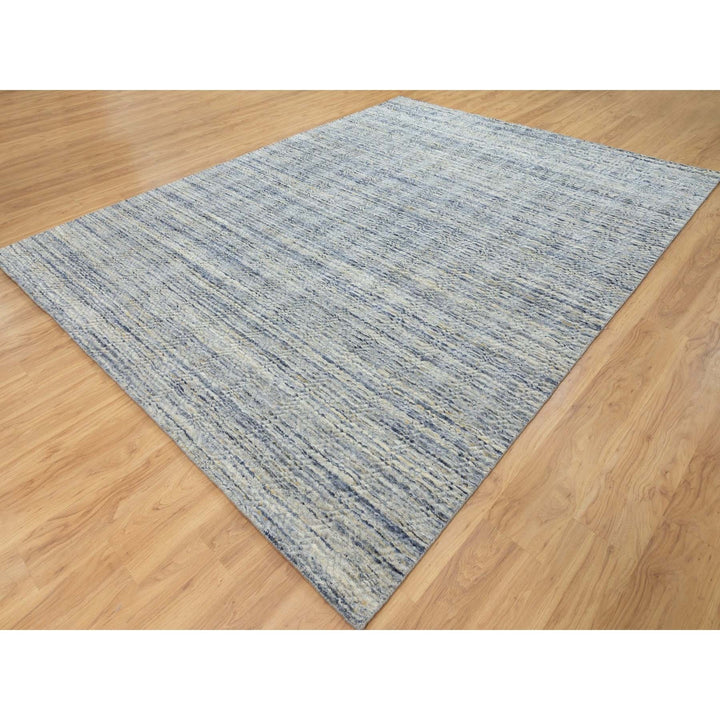 9'0" x 11'10" New Hand Loomed Ivory Wool Rectangle Oriental Rug - MOA10262063