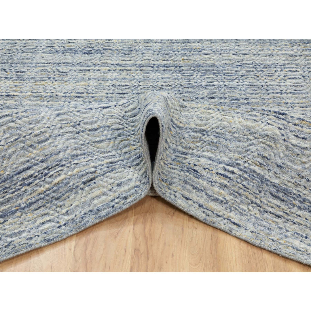 9'0" x 11'10" New Hand Loomed Ivory Wool Rectangle Oriental Rug - MOA10262063