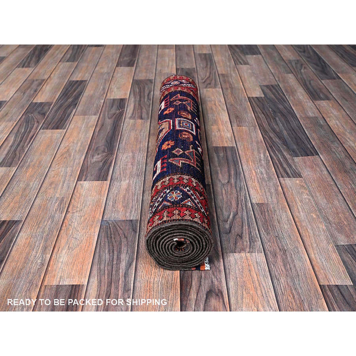 2'9" x 8'4" New Hand Knotted Blue Wool Runner Oriental Rug - MOA102621