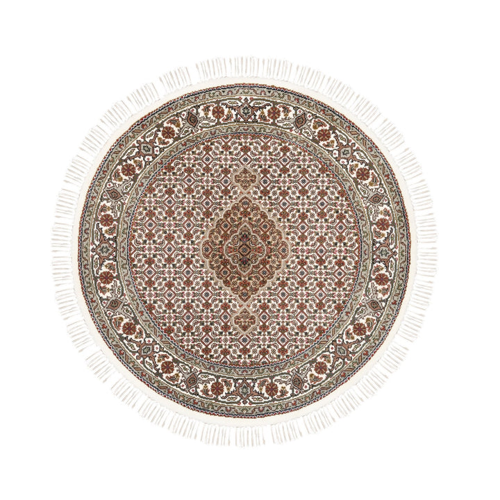 4'0" x 4'0" New Hand Knotted Ivory Wool Round Oriental Rug - MOA10262591