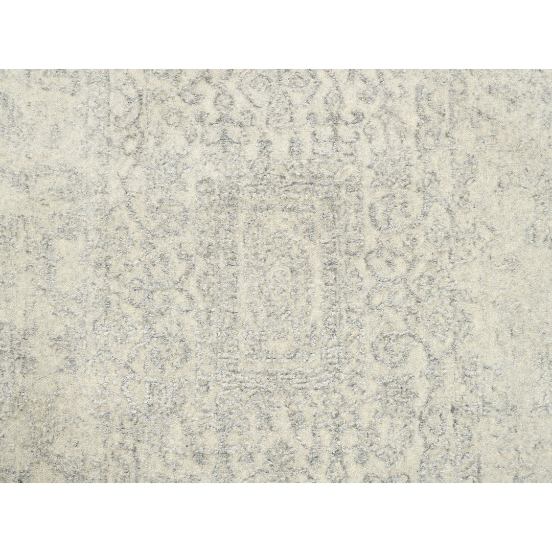 2'6" x 12'0" New Hand Loomed Beige Wool & Art Silk Runner Oriental Rug - MOA10262855