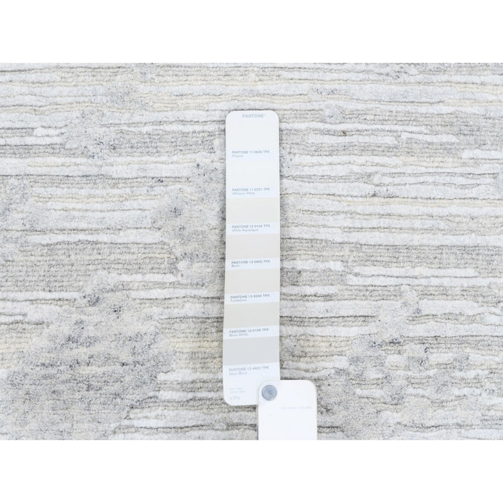 11'10" x 11'10" New Hand Knotted Ivory Wool Round Oriental Rug - MOA10262932