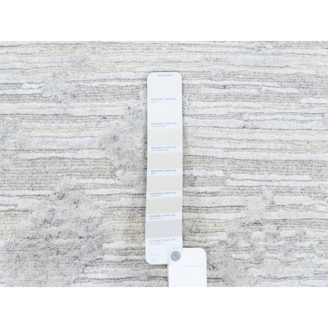 11'10" x 11'10" New Hand Knotted Ivory Wool Round Oriental Rug - MOA10262932